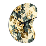 Vintage Farmhouse Peonies Damask - Asymmetric Metal Wall Clock