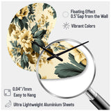 Vintage Farmhouse Peonies Damask - Asymmetric Metal Wall Clock