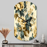 Vintage Farmhouse Peonies Damask - Asymmetric Metal Wall Clock