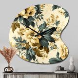 Vintage Farmhouse Peonies Damask - Asymmetric Metal Wall Clock