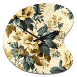 Vintage Farmhouse Peonies Damask - Asymmetric Metal Wall Clock