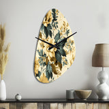 Vintage Farmhouse Peonies Damask - Asymmetric Metal Wall Clock