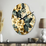 Vintage Farmhouse Peonies Damask - Asymmetric Metal Wall Clock