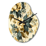 Vintage Farmhouse Peonies Damask - Asymmetric Metal Wall Clock