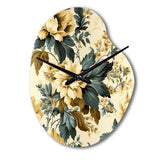 Vintage Farmhouse Peonies Damask - Asymmetric Metal Wall Clock