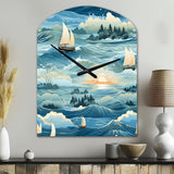 Coastal Tranquility Seaside Landscape - Asymmetric Metal Wall Clock