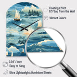 Coastal Tranquility Seaside Landscape - Asymmetric Metal Wall Clock