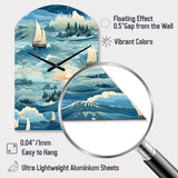 Coastal Tranquility Seaside Landscape - Asymmetric Metal Wall Clock