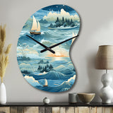 Coastal Tranquility Seaside Landscape - Asymmetric Metal Wall Clock