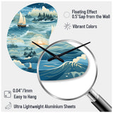 Coastal Tranquility Seaside Landscape - Asymmetric Metal Wall Clock