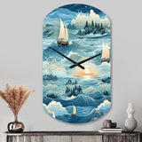 Coastal Tranquility Seaside Landscape - Asymmetric Metal Wall Clock