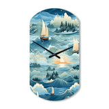 Coastal Tranquility Seaside Landscape - Asymmetric Metal Wall Clock