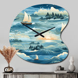 Coastal Tranquility Seaside Landscape - Asymmetric Metal Wall Clock