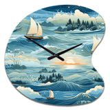 Coastal Tranquility Seaside Landscape - Asymmetric Metal Wall Clock