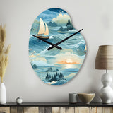 Coastal Tranquility Seaside Landscape - Asymmetric Metal Wall Clock