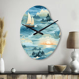 Coastal Tranquility Seaside Landscape - Asymmetric Metal Wall Clock