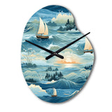 Coastal Tranquility Seaside Landscape - Asymmetric Metal Wall Clock