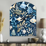 Coastal Tranquility Seaside Fish Pattern - Asymmetric Metal Wall Clock