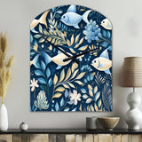 Coastal Tranquility Seaside Fish Pattern - Asymmetric Metal Wall Clock
