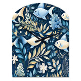 Coastal Tranquility Seaside Fish Pattern - Asymmetric Metal Wall Clock