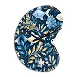 Coastal Tranquility Seaside Fish Pattern - Asymmetric Metal Wall Clock