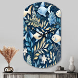 Coastal Tranquility Seaside Fish Pattern - Asymmetric Metal Wall Clock