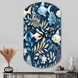 Coastal Tranquility Seaside Fish Pattern - Asymmetric Metal Wall Clock
