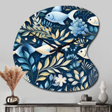 Coastal Tranquility Seaside Fish Pattern - Asymmetric Metal Wall Clock
