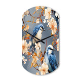 White And Blue Bird Floral Serenade - Asymmetric Metal Wall Clock