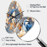 White And Blue Bird Floral Serenade - Asymmetric Metal Wall Clock