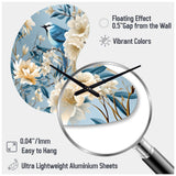 White And Blue Bird Floral Serenade - Asymmetric Metal Wall Clock