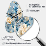 White And Blue Bird Floral Serenade - Asymmetric Metal Wall Clock