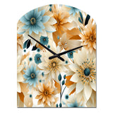 Blue And Beige Geometric Floral Fusion Elegance - Asymmetric Metal Wall Clock