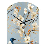 Minimalist Blue And White Bird Paradise - Asymmetric Metal Wall Clock