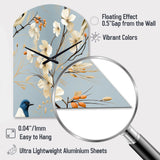 Minimalist Blue And White Bird Paradise - Asymmetric Metal Wall Clock
