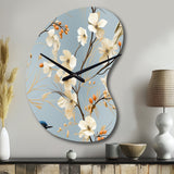 Minimalist Blue And White Bird Paradise - Asymmetric Metal Wall Clock