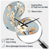Minimalist Blue And White Bird Paradise - Asymmetric Metal Wall Clock