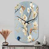 Minimalist Blue And White Bird Paradise - Asymmetric Metal Wall Clock