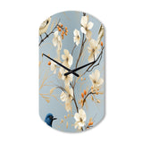Minimalist Blue And White Bird Paradise - Asymmetric Metal Wall Clock