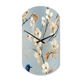 Minimalist Blue And White Bird Paradise - Asymmetric Metal Wall Clock