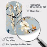 Minimalist Blue And White Bird Paradise - Asymmetric Metal Wall Clock