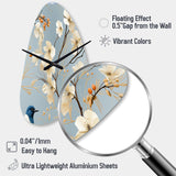 Minimalist Blue And White Bird Paradise - Asymmetric Metal Wall Clock