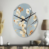 Minimalist Blue And White Bird Paradise - Asymmetric Metal Wall Clock