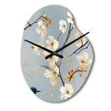 Minimalist Blue And White Bird Paradise - Asymmetric Metal Wall Clock