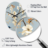 Minimalist Blue And White Bird Paradise - Asymmetric Metal Wall Clock
