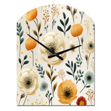 White And Yellow Playful Poppy Blossom Radiance - Asymmetric Metal Wall Clock