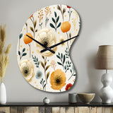 White And Yellow Playful Poppy Blossom Radiance - Asymmetric Metal Wall Clock