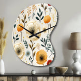 White And Yellow Playful Poppy Blossom Radiance - Asymmetric Metal Wall Clock
