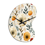 White And Yellow Playful Poppy Blossom Radiance - Asymmetric Metal Wall Clock