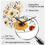 White And Yellow Playful Poppy Blossom Radiance - Asymmetric Metal Wall Clock